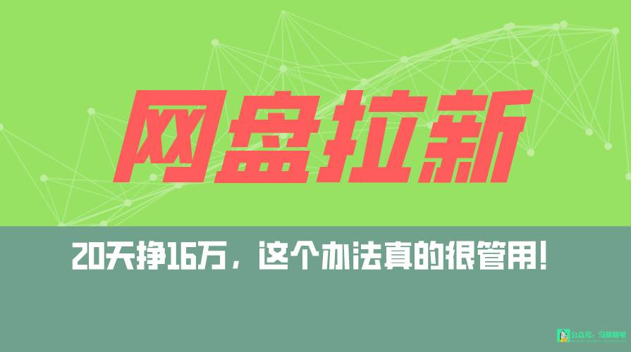 网盘拉新+私域全自动玩法，0粉起号，小白可做，当天见收益，已测单日破5000-智宇达资源网