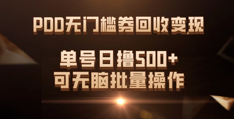 PDD无门槛券回收变现，单号日撸500+，可无脑-智宇达资源网