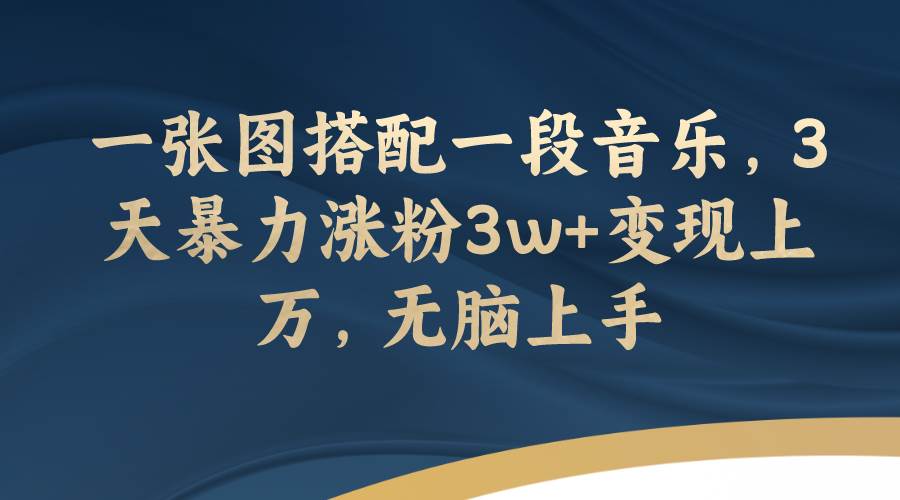 一张图搭配一段音乐，3天暴力涨粉3w+变现上万，无脑上手-智宇达资源网