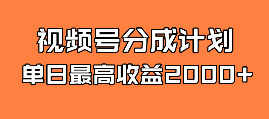 全新蓝海 视频号掘金计划 日入2000+-智宇达资源网