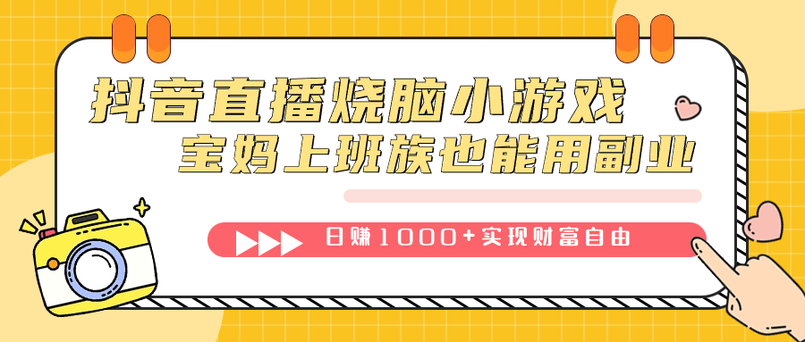 抖音直播烧脑小游戏，不需要找话题聊天，宝妈上班族也能用副业日赚1000+-智宇达资源网