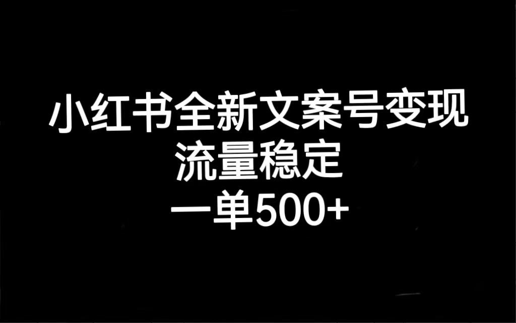 小红书全新文案号变现，流量稳定，一单收入500+-智宇达资源网