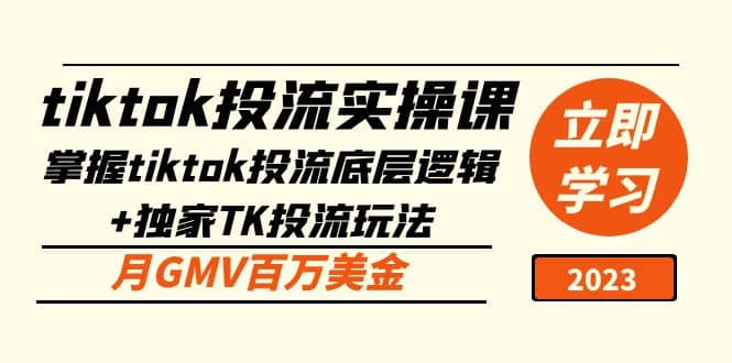 tiktok投流实操课：掌握tiktok投流底层逻辑+独家TK投流玩法-智宇达资源网