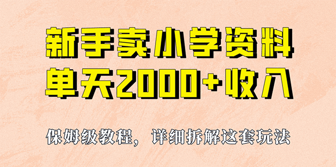 我如何通过卖小学资料，实现单天2000+，实操项目，保姆级教程+资料+工具-智宇达资源网