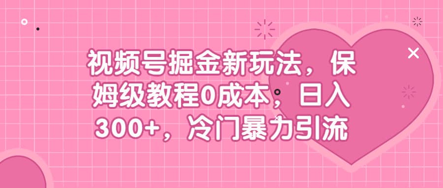 视频号掘金新玩法，保姆级教程0成本，日入300+，冷门暴力引流-智宇达资源网