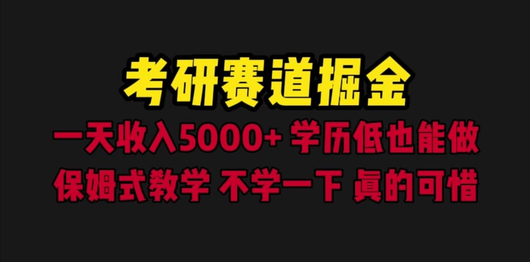 考研赛道掘金，一天5000+学历低也能做，保姆式教学，不学一下，真的可惜-智宇达资源网