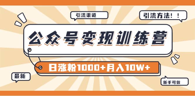 【某公众号变现营第二期】0成本日涨粉1000+让你月赚10W+（8月24号更新）-智宇达资源网