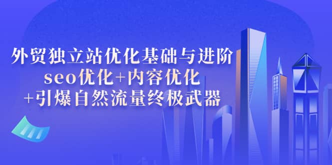 外贸独立站优化基础与进阶，seo优化+内容优化+引爆自然流量终极武器-智宇达资源网