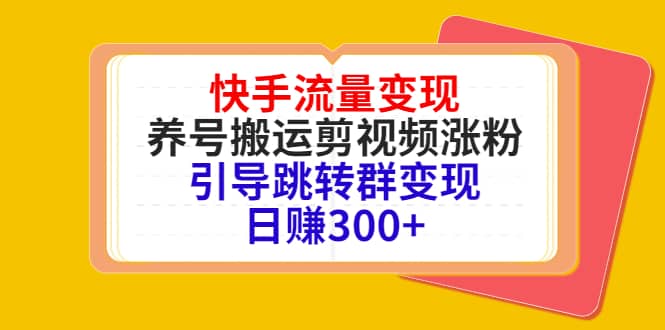 快手流量变现，养号搬运剪视频涨粉，引导跳转群变现日赚300+-智宇达资源网