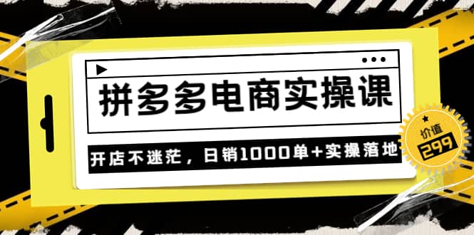 《拼多多电商实操课》开店不迷茫，日销1000单+实操落地（价值299元）-智宇达资源网