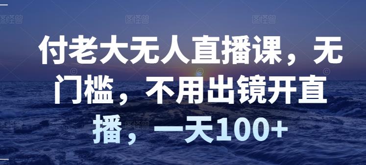 付老大无人直播课，无门槛，不用出镜开直播，一天100+-智宇达资源网