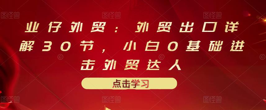 业仔外贸：外贸出口详解30节，小白0基础进击外贸达人 价值666元-智宇达资源网