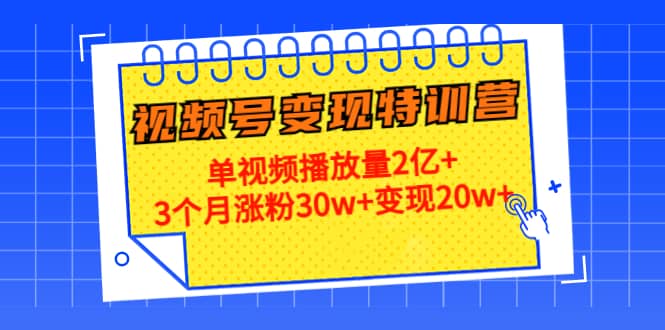 20天视频号变现特训营：单视频播放量2亿+-智宇达资源网