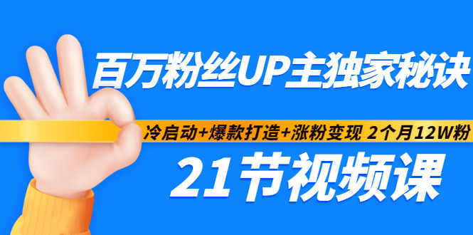 百万粉丝UP主独家秘诀：冷启动+爆款打造+涨粉变现2个月12W粉（21节视频课)-智宇达资源网