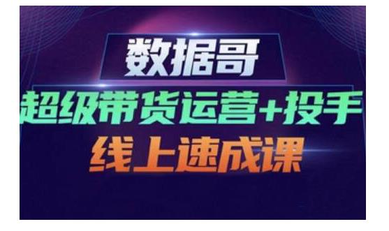 数据哥·超级带货运营+投手线上速成课，快速提升运营和熟悉学会投手技巧-智宇达资源网