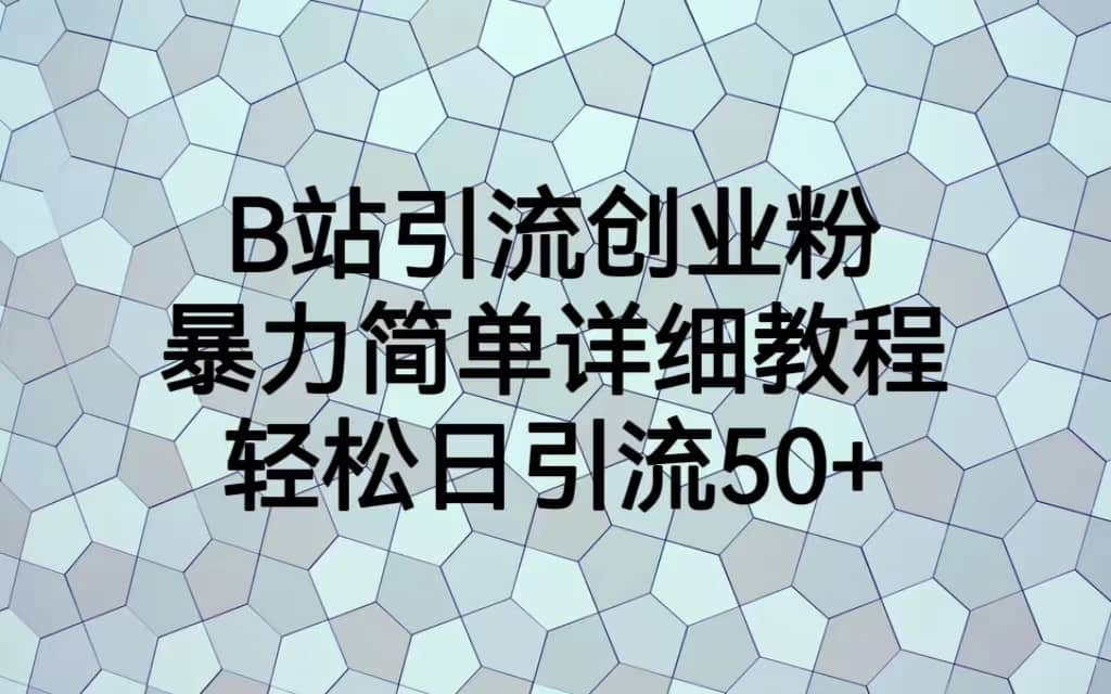 B站引流创业粉，暴力简单详细教程，轻松日引流50+-智宇达资源网