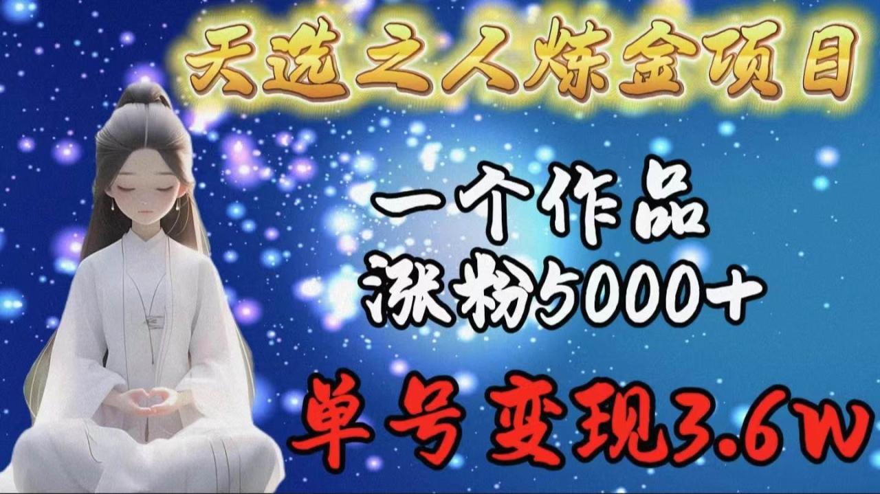 天选之人炼金项目，一个作品涨粉5000+，单号变现3.6w-智宇达资源网