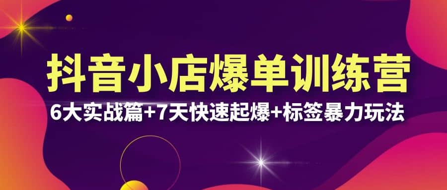 抖音小店爆单训练营VIP线下课：6大实战篇+7天快速起爆+标签暴力玩法(32节)-智宇达资源网