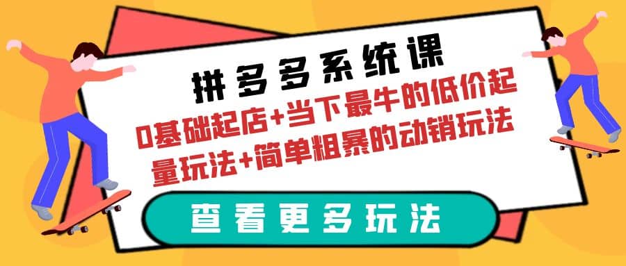 拼多多系统课：0基础起店+当下最牛的低价起量玩法+简单粗暴的动销玩法-智宇达资源网