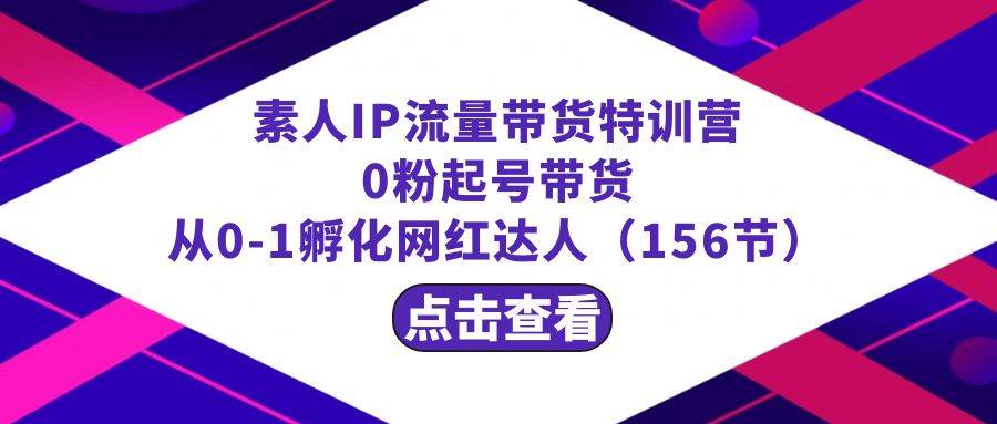 繁星·计划素人IP流量带货特训营：0粉起号带货 从0-1孵化网红达人（156节）-智宇达资源网