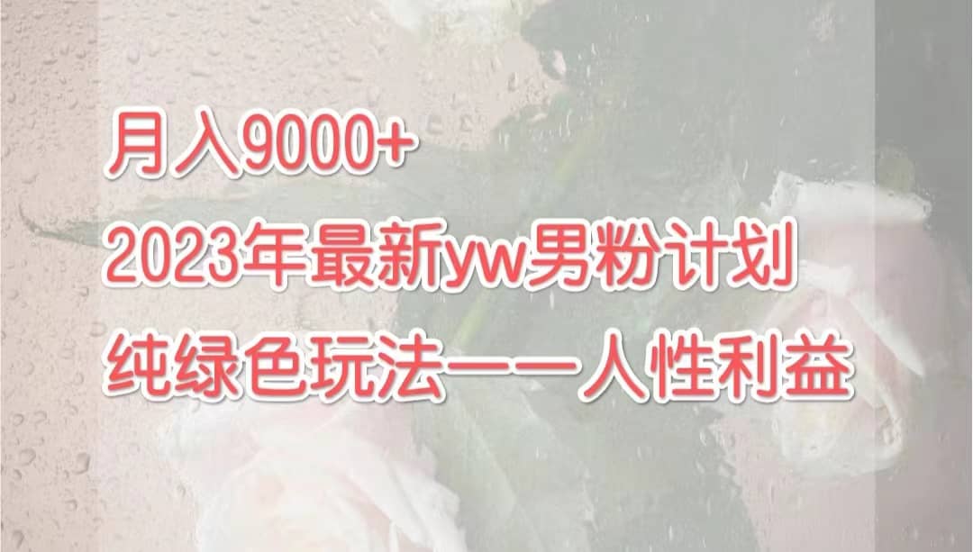 月入9000+2023年9月最新yw男粉计划绿色玩法——人性之利益-智宇达资源网