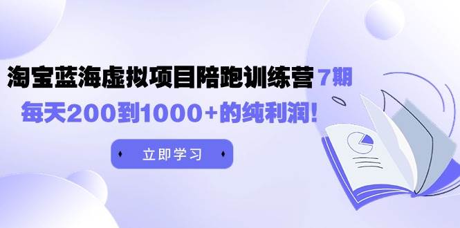 黄岛主《淘宝蓝海虚拟项目陪跑训练营7期》每天200到1000+的纯利润-智宇达资源网