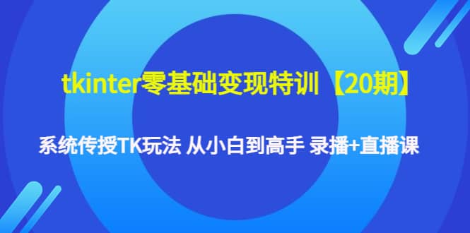 tkinter零基础变现特训【20期】系统传授TK玩法 从小白到高手 录播+直播课-智宇达资源网