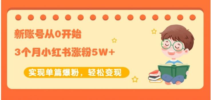 新账号从0开始3个月小红书涨粉5W+实现单篇爆粉，轻松变现（干货）-智宇达资源网