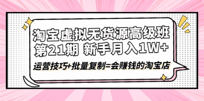 淘宝虚拟无货源高级班【第21期】运营技巧+批量复制=会赚钱的淘宝店-智宇达资源网