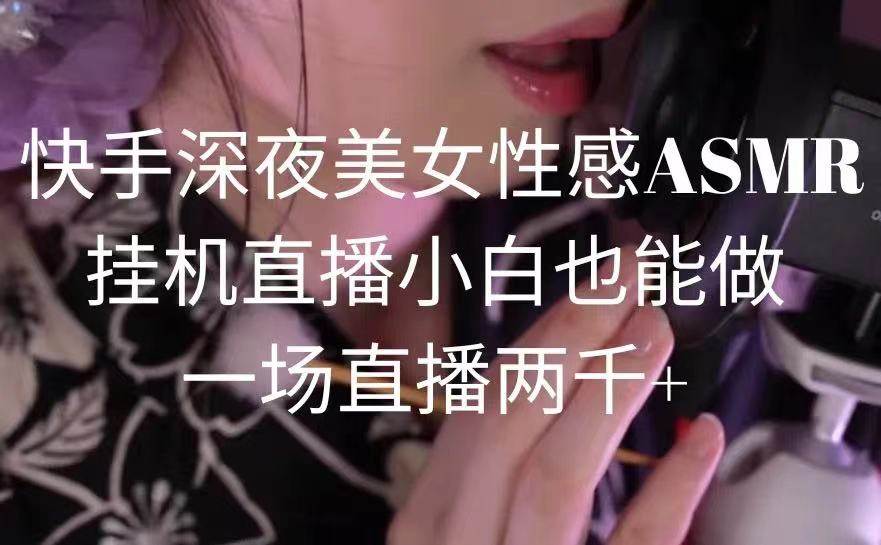 快手深夜美女性感ASMR挂机直播，小白也能做，一场直播两千+-智宇达资源网