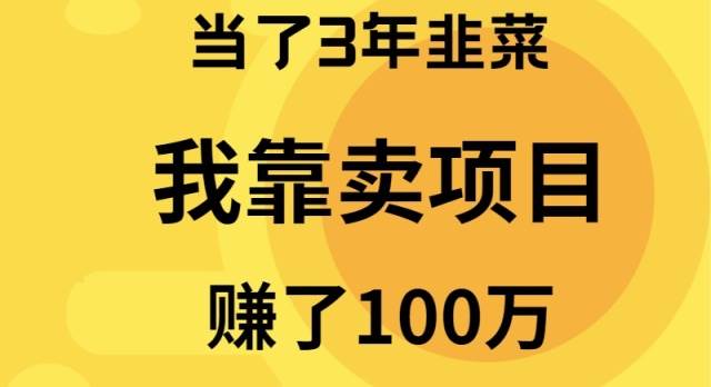 当了3年韭菜，我靠卖项目赚了100万-智宇达资源网