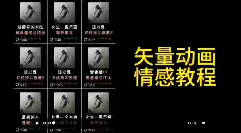 矢量动画情感教程：高点赞涨粉，适合情感、思维、创业教育等赛道-智宇达资源网