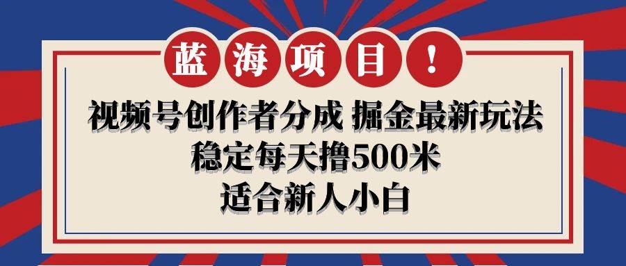 【蓝海项目】视频号创作者分成 掘金最新玩法 稳定每天撸500米 适合新人小白-智宇达资源网