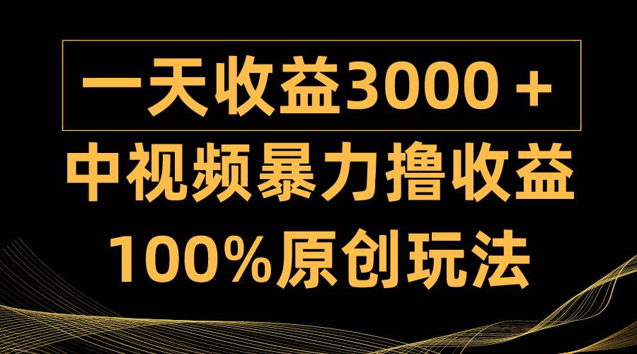 中视频暴力撸收益，日入3000＋，100%原创玩法，小白轻松上手多种变现方式-智宇达资源网