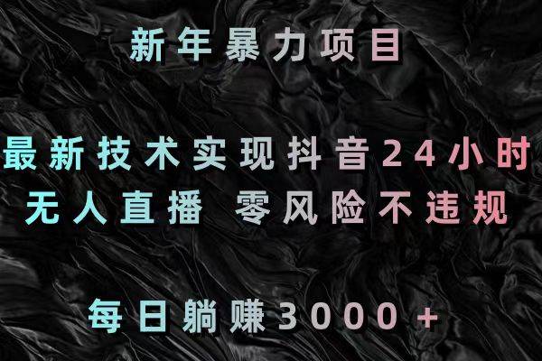 新年暴力项目，最新技术实现抖音24小时无人直播 零风险不违规 每日躺赚3000-智宇达资源网