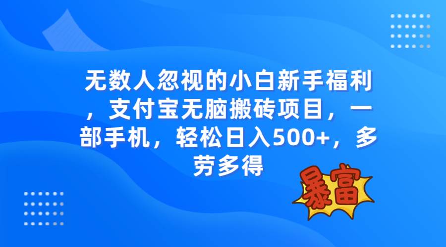 无数人忽视的项目，支付宝无脑搬砖项目，一部手机即可操作，轻松日入500+-智宇达资源网