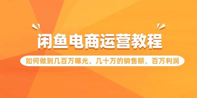 闲鱼电商运营教程：如何做到几百万曝光，几十万的销售额，百万利润-智宇达资源网