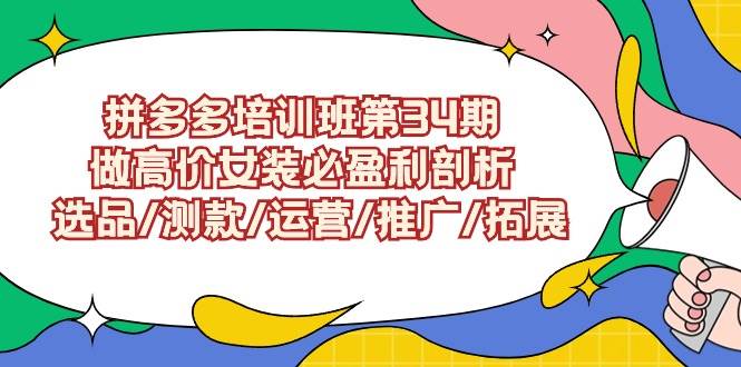 拼多多培训班第34期：做高价女装必盈利剖析  选品/测款/运营/推广/拓展-智宇达资源网