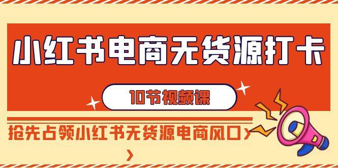 小红书电商-无货源打卡，抢先占领小红书无货源电商风口（10节课）-智宇达资源网