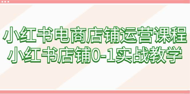 小红书电商店铺运营课程，小红书店铺0-1实战教学（60节课）-智宇达资源网