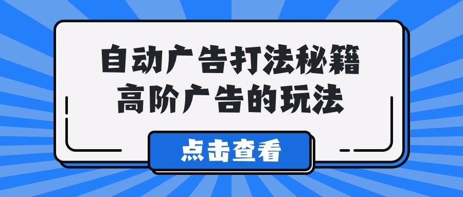 A lice自动广告打法秘籍，高阶广告的玩法-智宇达资源网