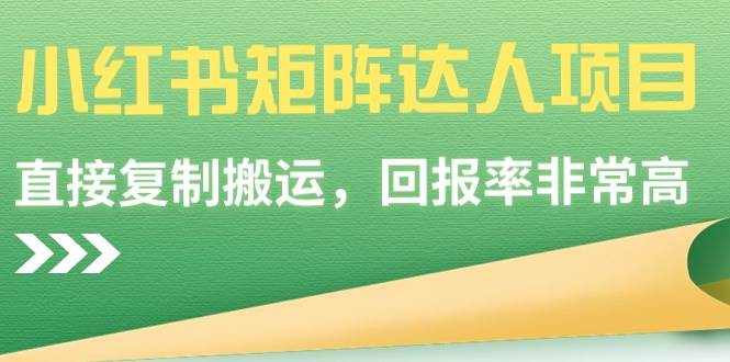 小红书矩阵达人项目，直接复制搬运，回报率非常高-智宇达资源网