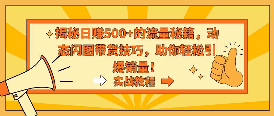 图片[1]-揭秘日赚500+的流量秘籍，动态闪图带货技巧，助你轻松引爆销量！-智宇达资源网