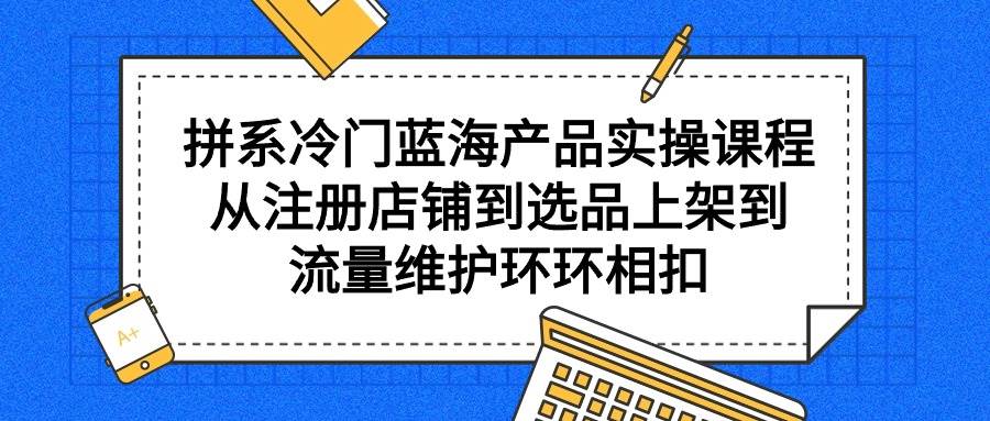 拼系冷门蓝海产品实操课程，从注册店铺到选品上架到流量维护环环相扣-智宇达资源网