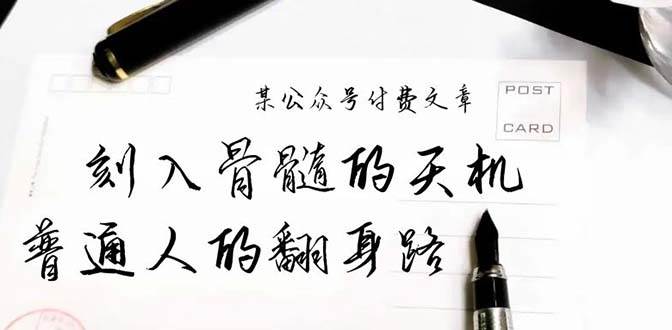 某公众号付费文章：刻入骨髓的天机，揭露“普通人的翻身路” 这件通天大事-智宇达资源网