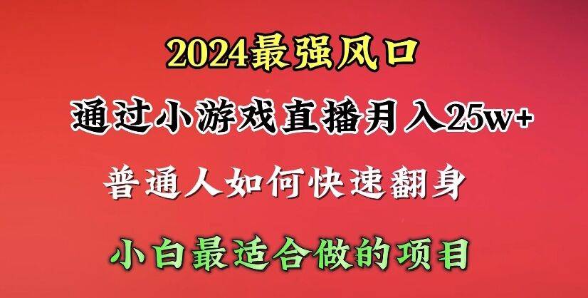 图片[1]-2024年最强风口，通过小游戏直播月入25w+单日收益5000+小白最适合做的项目-智宇达资源网