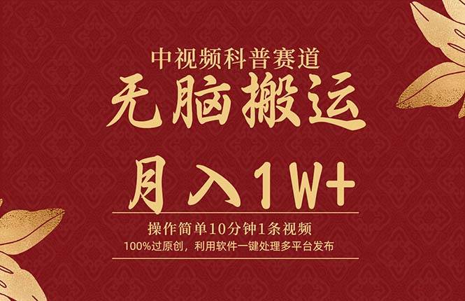 中视频科普赛道，10分钟1条视频，条条爆款，100%过原创，无脑搬运月入1W+-智宇达资源网