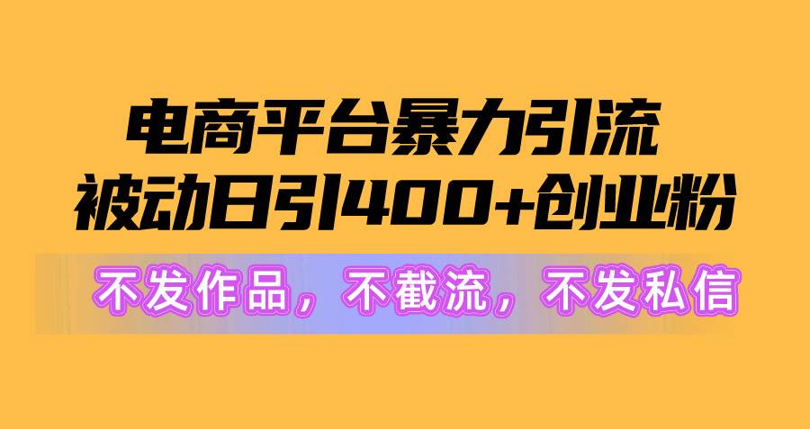 图片[1]-电商平台暴力引流,被动日引400+创业粉不发作品，不截流，不发私信-智宇达资源网