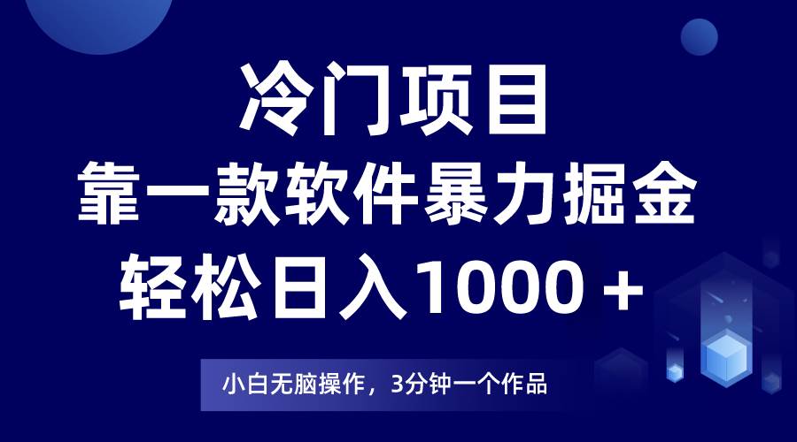 冷门项目，靠一款软件暴力掘金日入1000＋，小白轻松上手第二天见收益-智宇达资源网