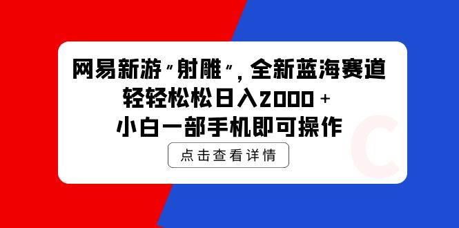 网易新游 射雕 全新蓝海赛道，轻松日入2000＋小白一部手机即可操作-智宇达资源网